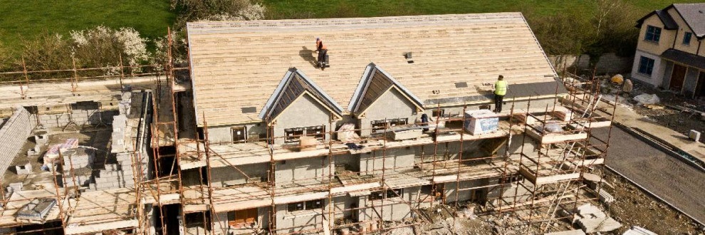 a new home being built aerial view